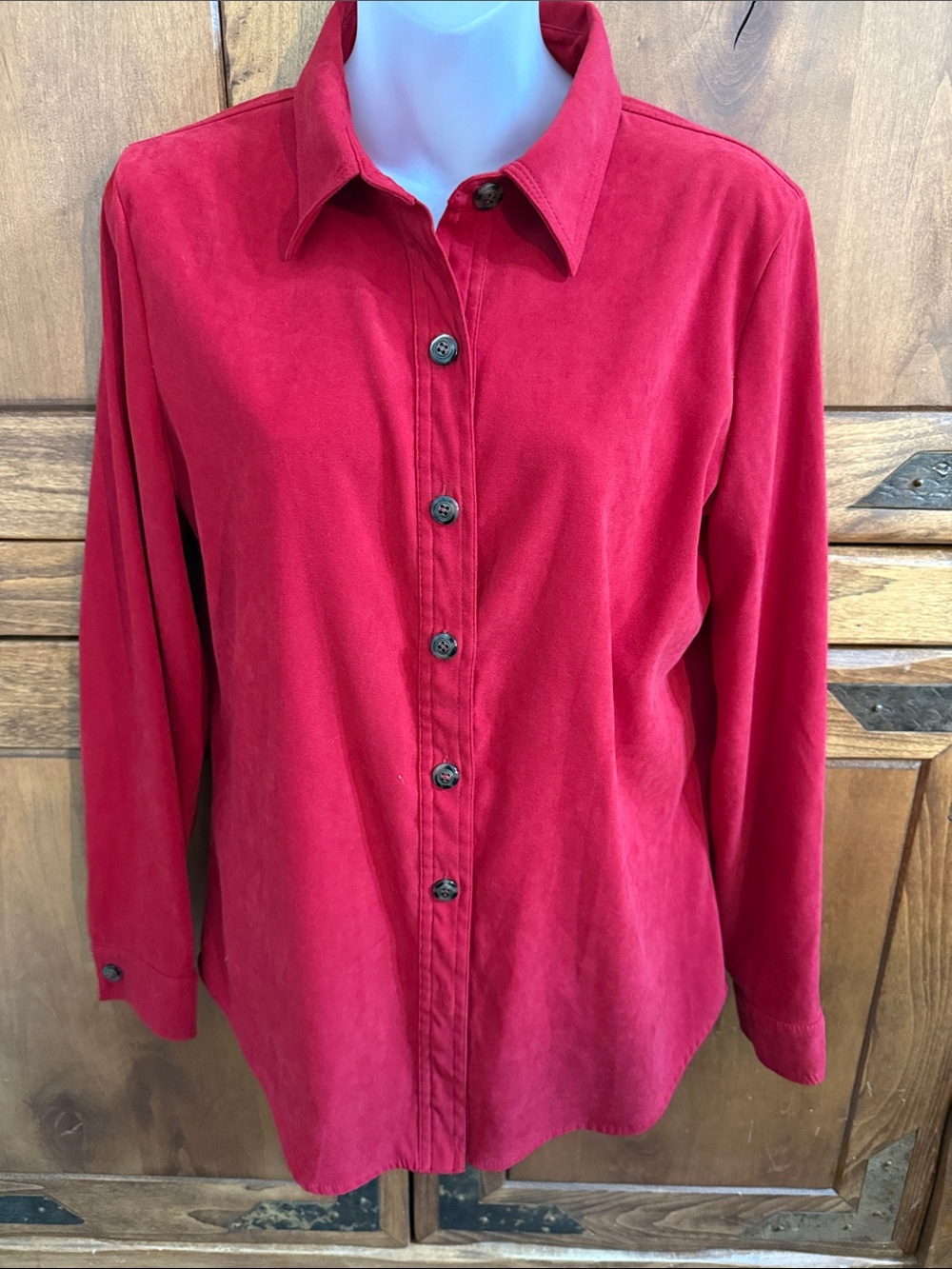 Talbots Red Button-Front Top Jacket Size small fit medium & large too Guc